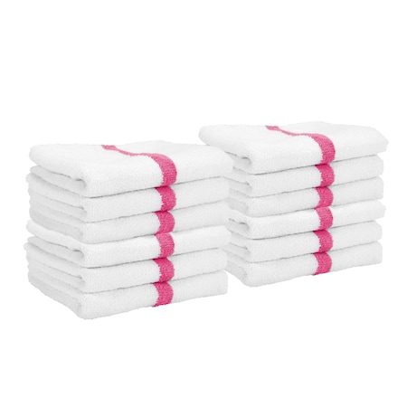 Hospeco Power Gym Hand Towel 16x27 Pink Stripe (12pk) PWR-1627-3PKCS